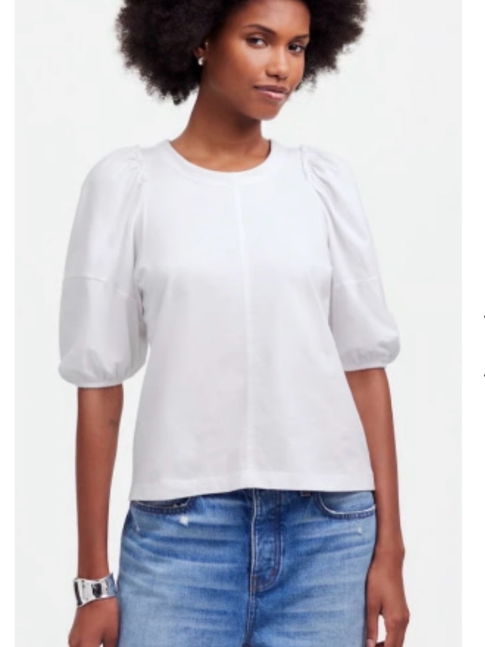 Madewell Puff Sleeve Tee in White Chic Girly Feminine